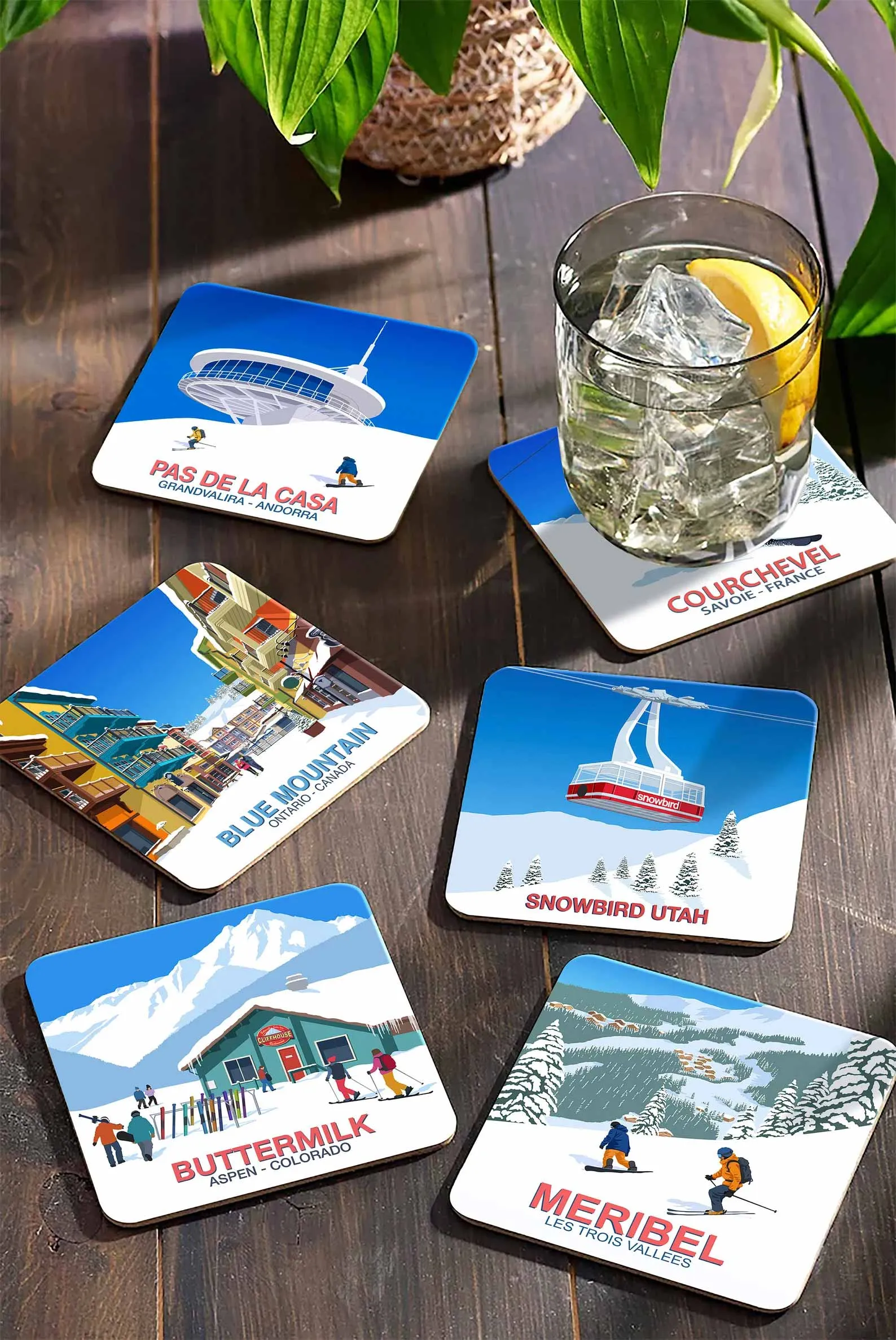 Ski Resort Drinks Coasters, Ski Gift