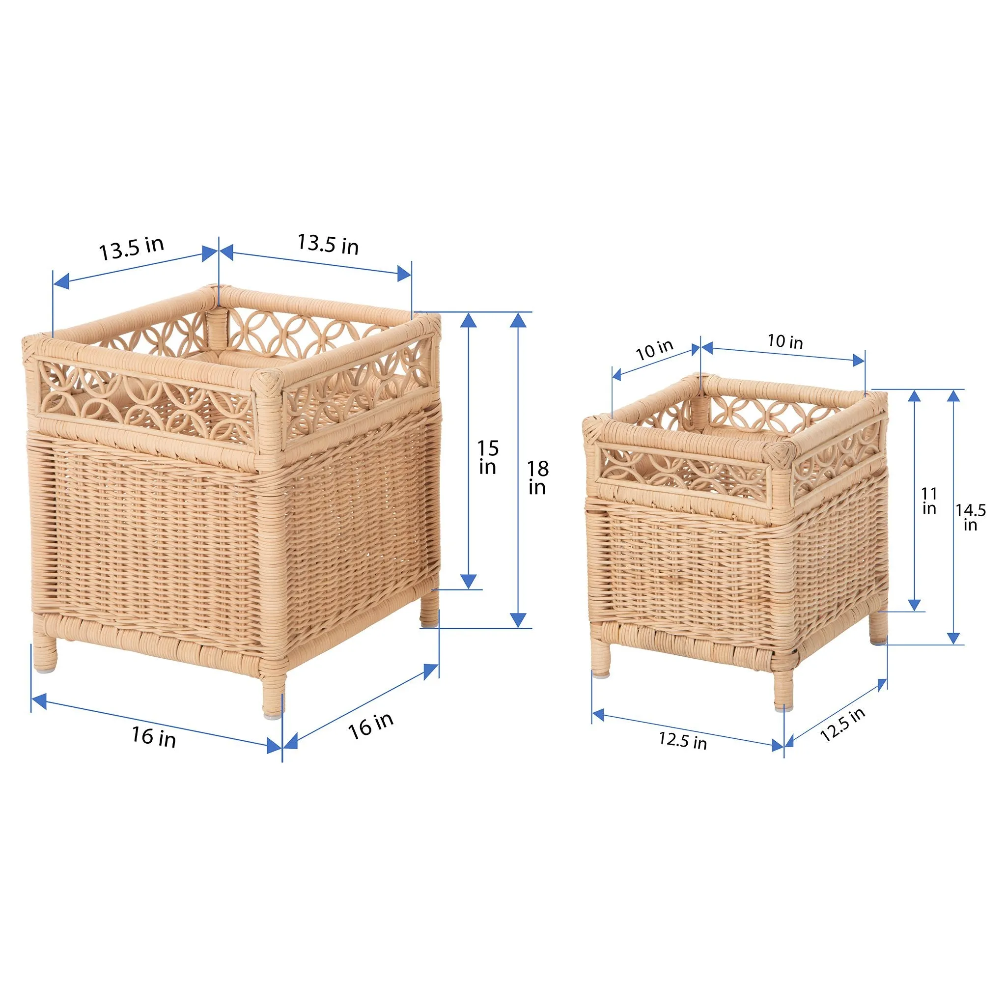 Square Rattan Planter Stand - for Indoor Plants