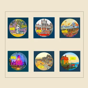 Tea Coasters : Set of 6 -Mumbai India Souvenir