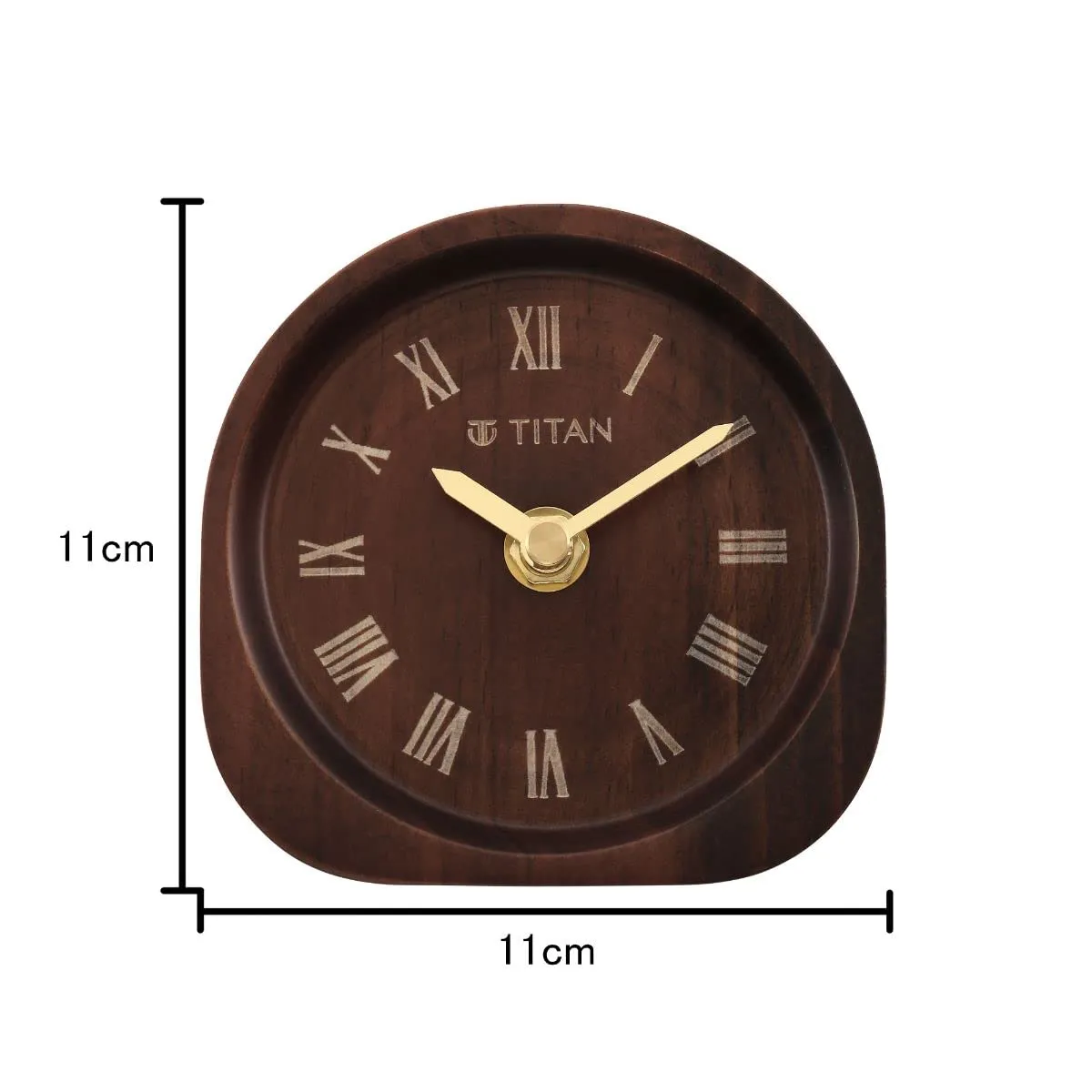 Titan Classic Dark Brown Wooden Table Clock - T0003Wa02, Analog, 11 Centimeters