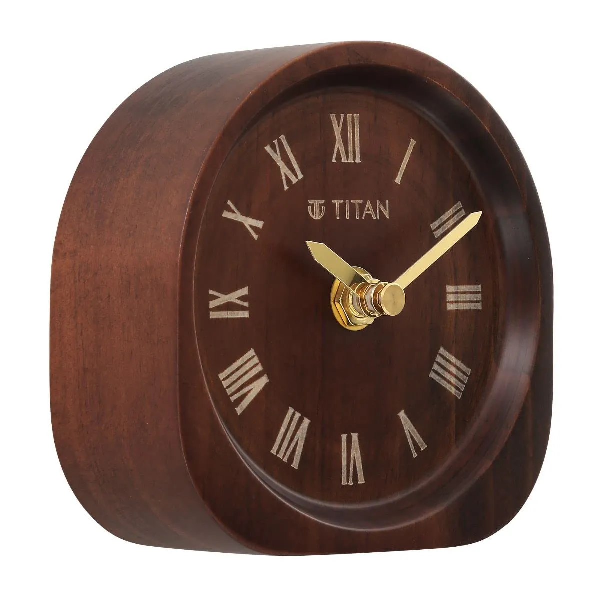 Titan Classic Dark Brown Wooden Table Clock - T0003Wa02, Analog, 11 Centimeters