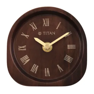 Titan Classic Dark Brown Wooden Table Clock - T0003Wa02, Analog, 11 Centimeters