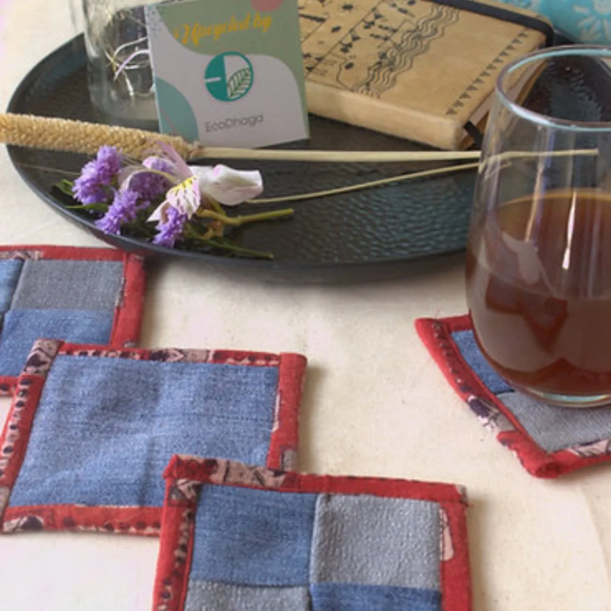 Upcycled Denim Coaster Set (x4)- Textured Denim