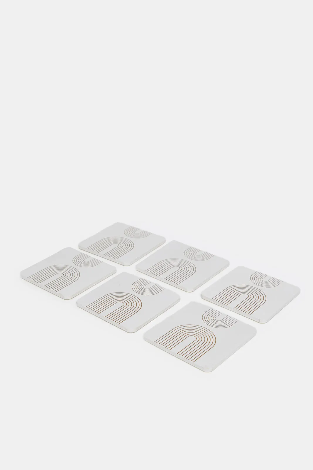 White Printed Coaster Set (6 Piece)