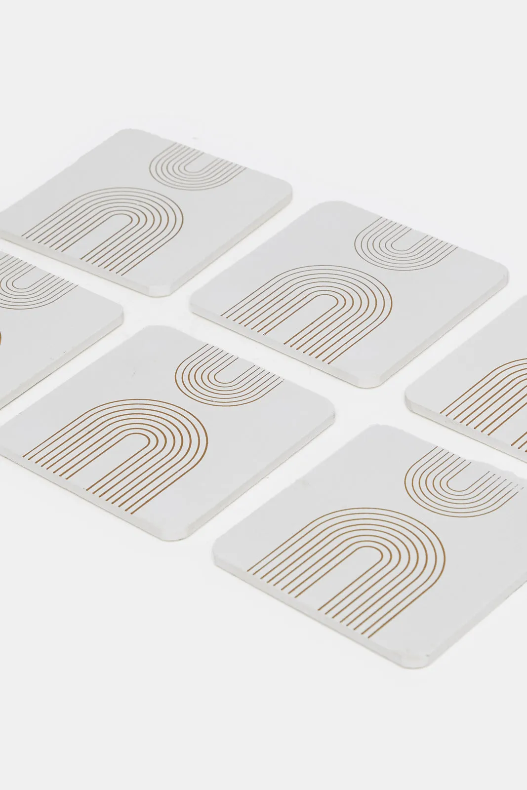 White Printed Coaster Set (6 Piece)