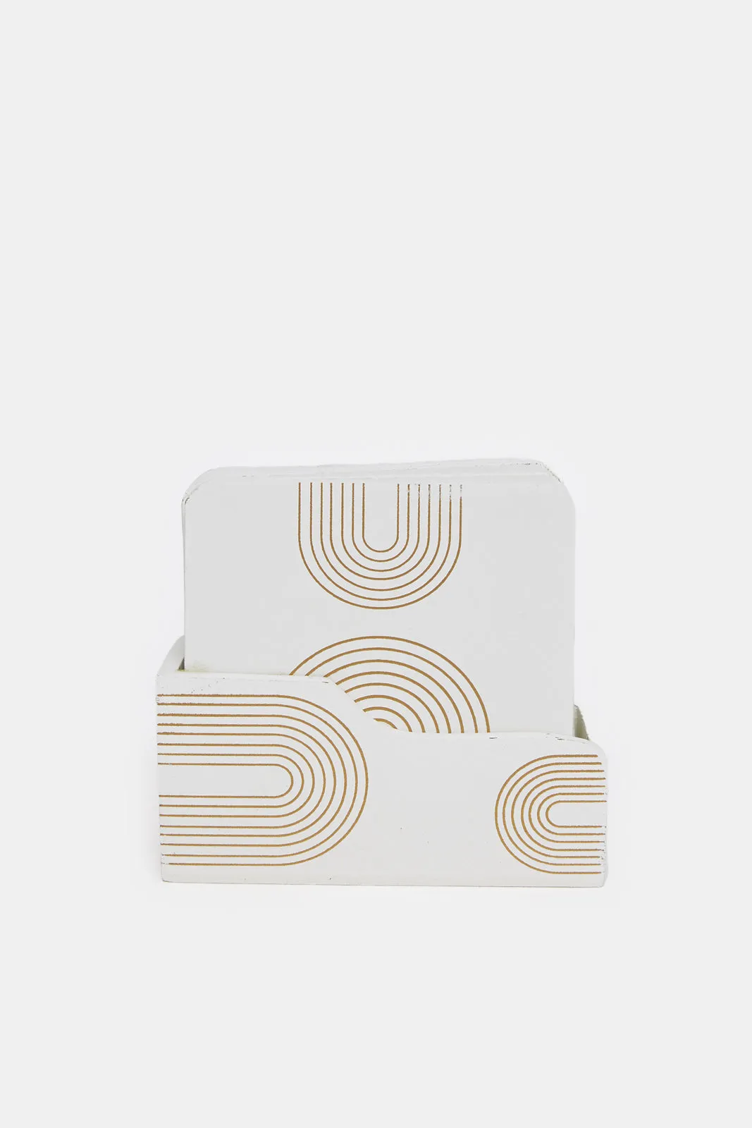 White Printed Coaster Set (6 Piece)