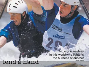 Whitewater Rafting "Lend A Hand" Motivational Inspirational Poster - Jaguar Inc.