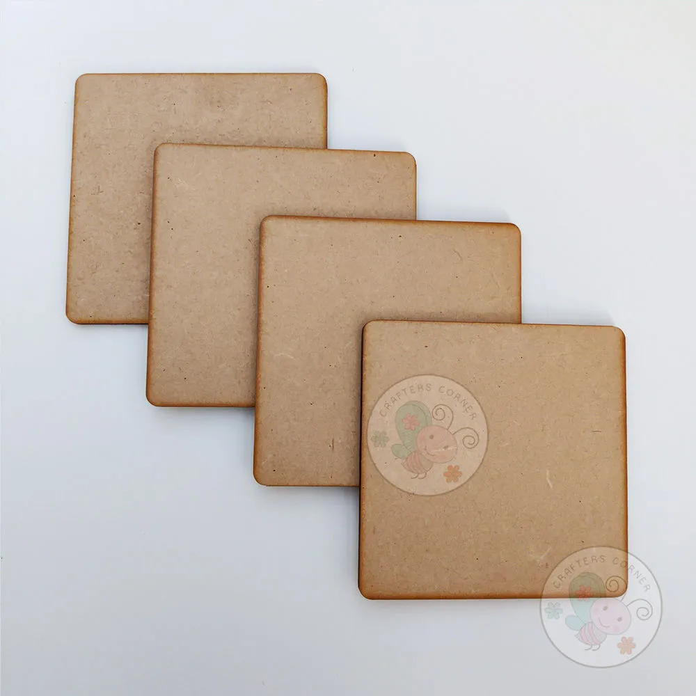 Wooden Curved Square Coaster - Pack of 4 (100 mm X 100 mm)