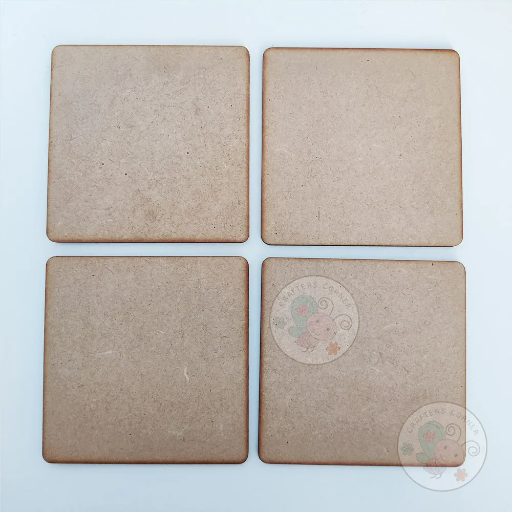 Wooden Curved Square Coaster - Pack of 4 (100 mm X 100 mm)