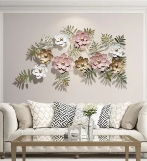 ZOVE Floral Metal Iron Wall Art (Multicolour, 43 x25 Inch)